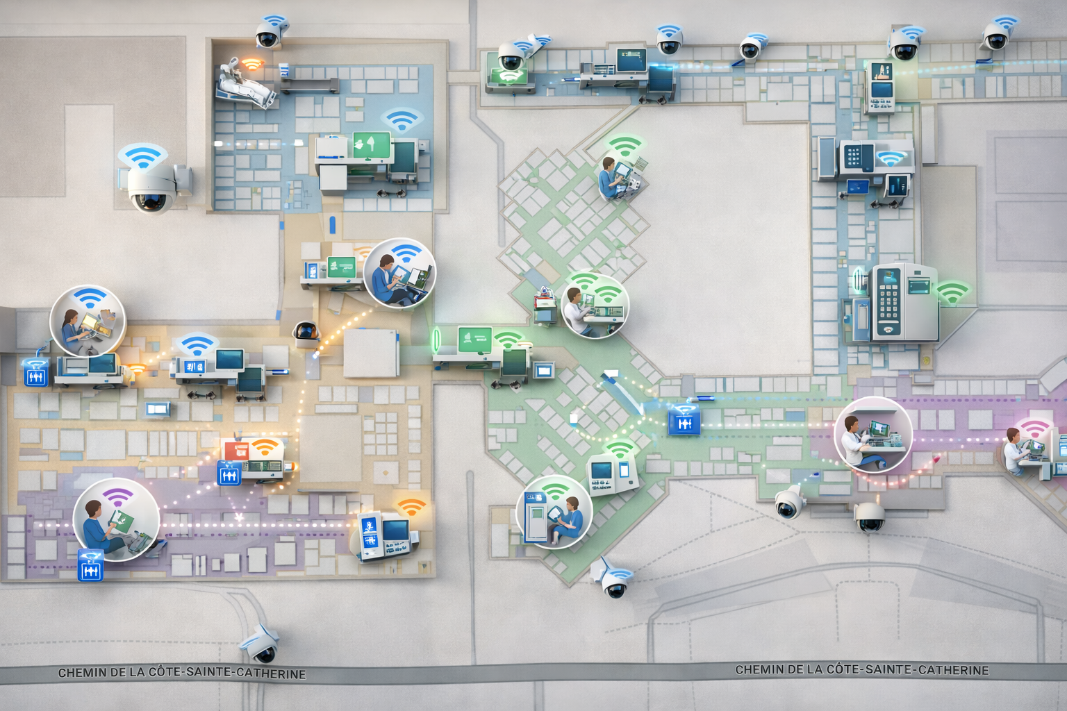 Plan cartographique interactif d'un établissement géré par Domilia — localisation temps réel et gestion des espaces